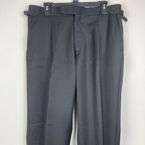 Calvin Klein Mens Slim fit Dress Pants Black Pleated 100%wool 36W 32L